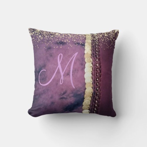 Chic Tie Dye Monogram Gypsy Scarf  Throw Pillow