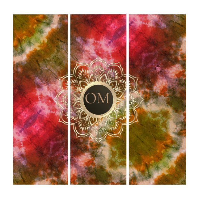 Chic Tie Dye OM Lotus Mandala   Triptych (Front)