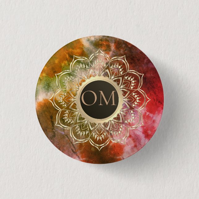 Chic Tie Dye OM Mandala  Button (Front)