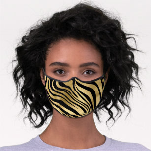 Chic Tiger Gold Black Stripe Animal Print Pattern Premium Face Mask
