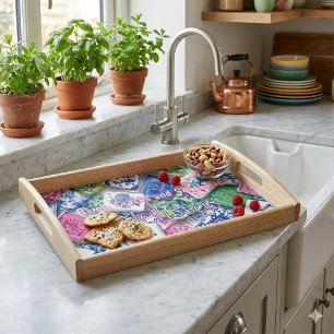 Chic Tiles Bams Cracks Snacks Custom Mahjong Serving Tray