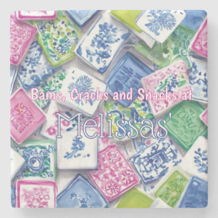 Chic Tiles Bams Cracks Snacks Custom Mahjong Stone Coaster