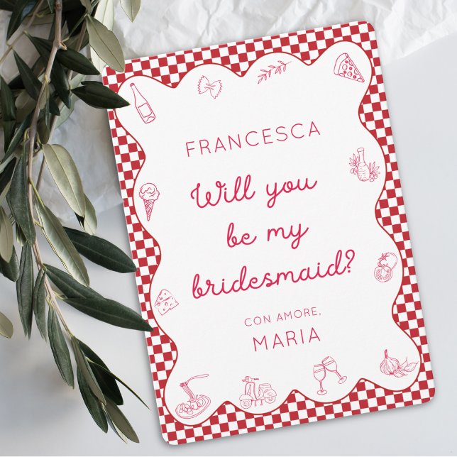 Chic Timeless Italian-Themed Bridesmaid Proposal  Note Card (Creator Uploaded)