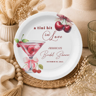 Chic Tini Bit in Love Cherry Martini Bridal Shower Paper Plates