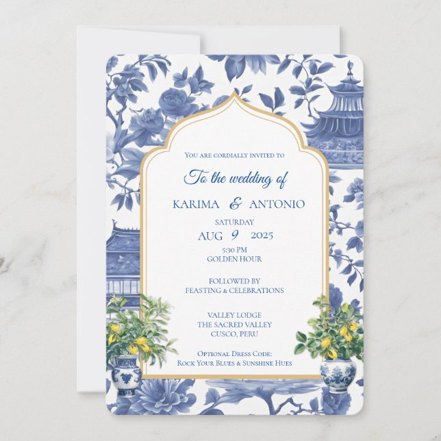 Chic-tique Chinoiserie Limoncello Infusion Invitation (Front)