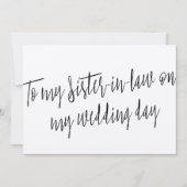 Chic "To my sister-in-law on my wedding day" (Front)