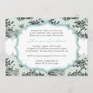 CHIC TOILE Baby Shower Invitation - Blue