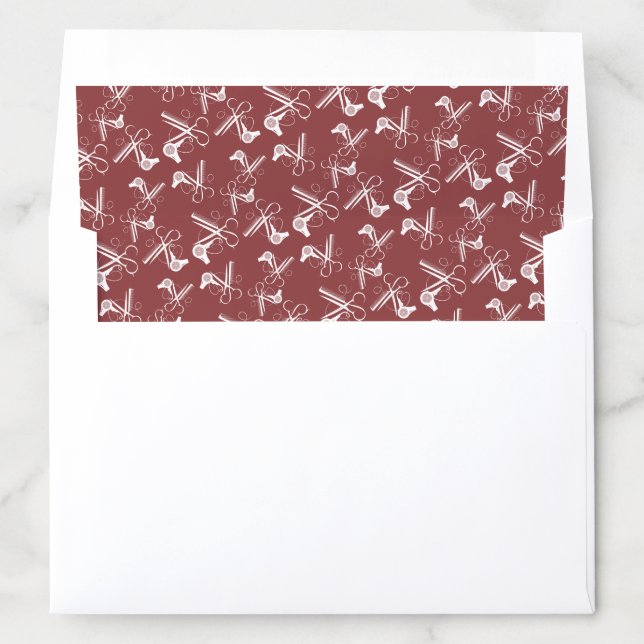 Chic Topaz Hairstylist Tools Pattern on White Envelope Liner (In Envelope)