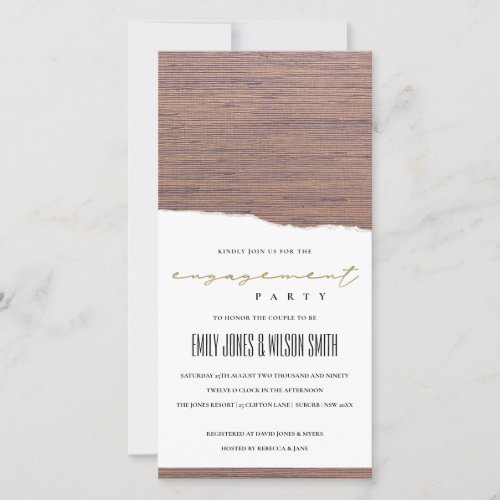 CHIC TORN PAPER RAW SILK PATTERN ENGAGEMENT INVITE