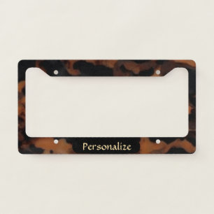 Chic Tortoiseshell Pattern Custom Name License Plate Frame