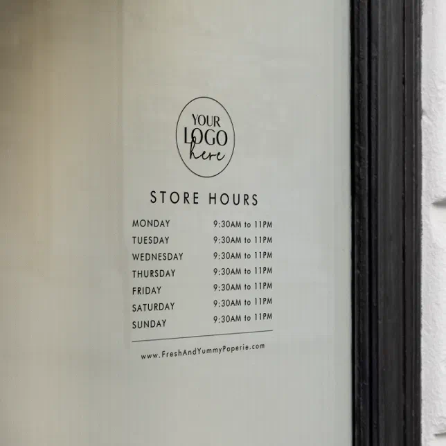 Store Hours Window Cling