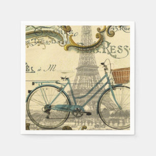 chic traveller vintage bicycles paris eiffel tower napkins