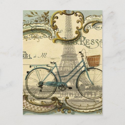 chic traveller vintage bicycles paris eiffel tower postcard