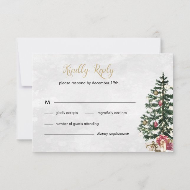  Chic  Tree lights Wedding RSVP Enclosure C Card (Front)