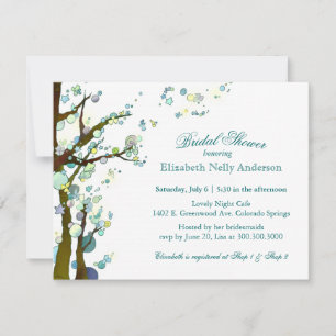 Chic Tree Theme White Bridal Shower Invitation