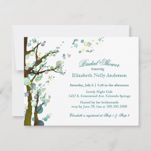 Chic Tree Theme White Bridal Shower Invitations