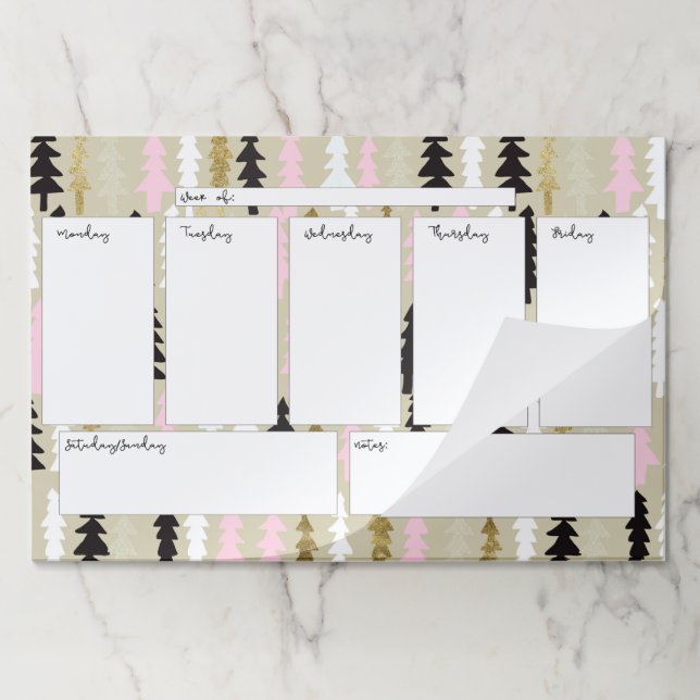 Chic Tree Weekly Calendar Large Tearaway Pad (Folded)