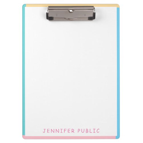 Chic Trend Colors Pink Yellow Blue Green Template Clipboard