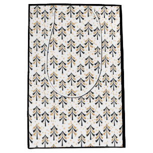 Chic Trendy Black Gold Christmas Trees Holiday Medium Gift Bag