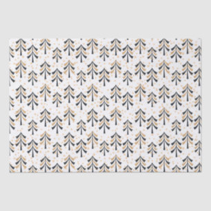Chic Trendy Black Gold Christmas Trees Holiday Tissue Paper
