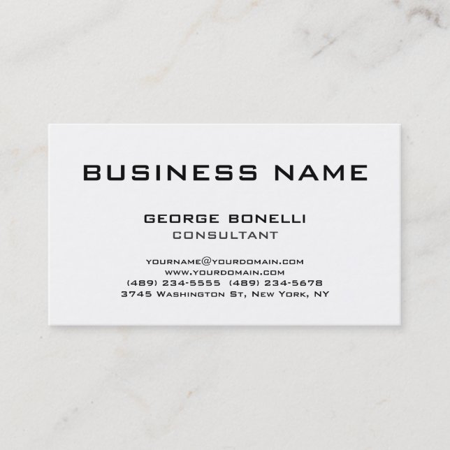 Chic Trendy Black & White Classical Business Card (Front)
