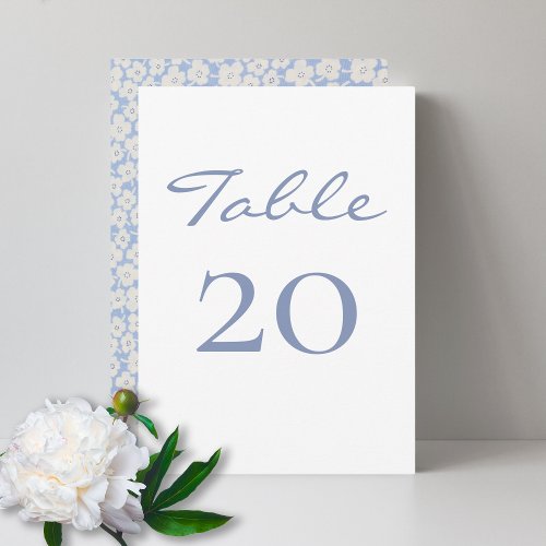 Chic  Trendy  Blue Floral Table Number Card