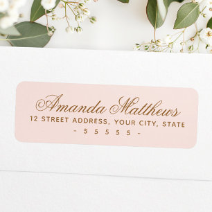 Chic trendy blush pink calligraphy script address label