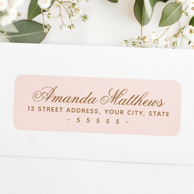 Chic trendy blush pink calligraphy script address label (Chic trendy blush pink calligraphy script address label)