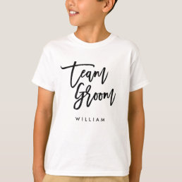 Chic Trendy Brush Black Script Team Groom T-Shirt