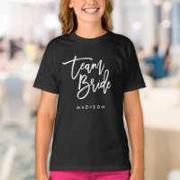 Chic Trendy Brush White Script Team Bride