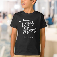 Chic Trendy Brush White Script Team Groom