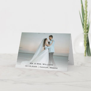 Chic Trendy Classic Wedding Photo Bride And Groom Letterpress Thank You Card