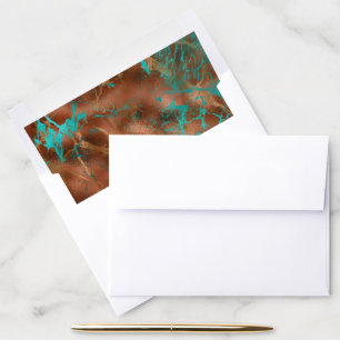 Chic Trendy Faux Copper Teal Metallic Foil Invite Envelope Liner