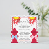 Chic Trendy Fire Fighter Chevron Gender Reveal Invitation (Standing Front)