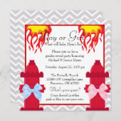 Chic Trendy Fire Fighter Chevron Gender Reveal Invitation (Front/Back)