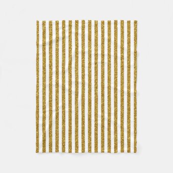 Chic Trendy Gold White Stripes Glitter Photo Print Fleece Blanket by Chicy_Trend at Zazzle