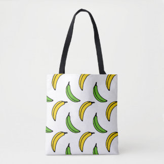 Chic Trendy Green and Yellow Banana Pattern Tote Bag