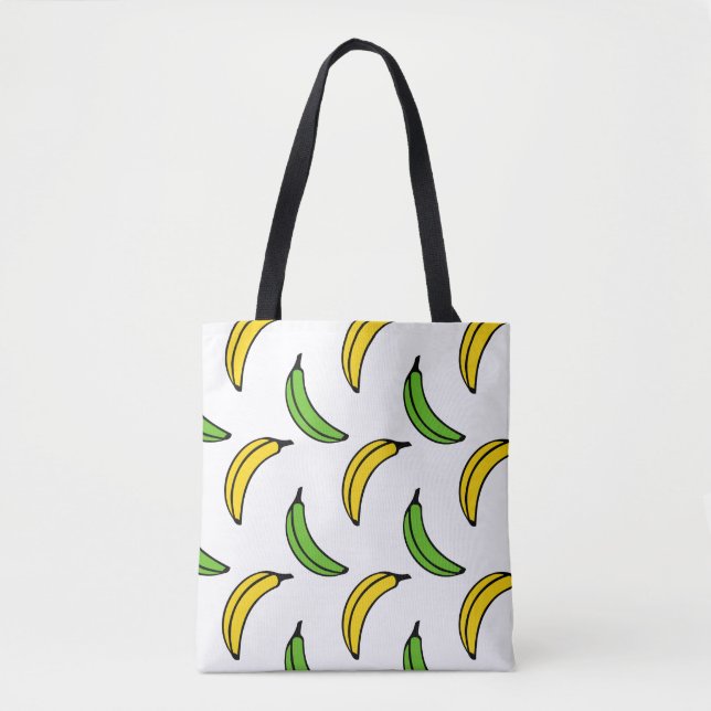 Chic Trendy Green and Yellow Banana Pattern Tote Bag (Front)