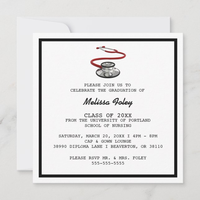 Chic Trendy Medical School Graduation Announcement (Front)