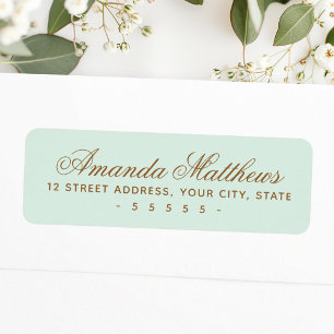 Chic trendy mint green calligraphy script address label