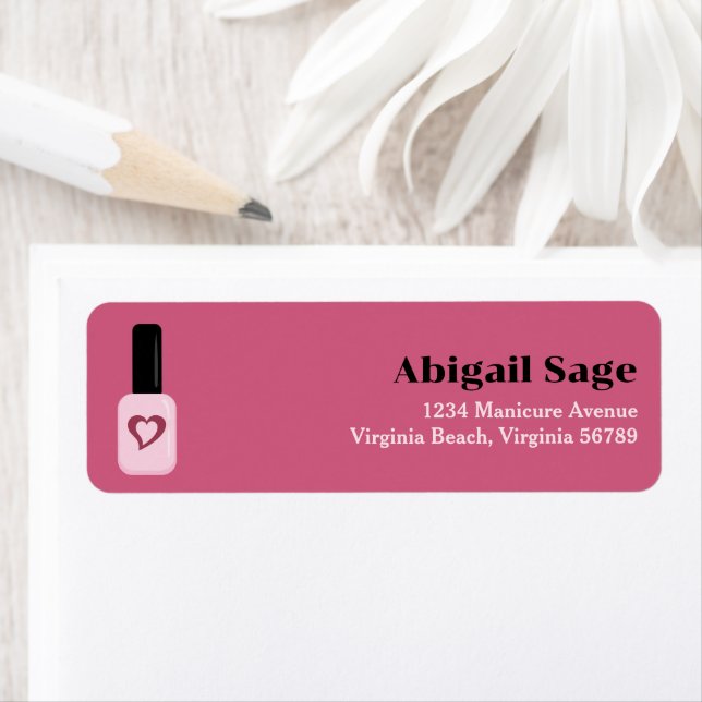 Chic Trendy Modern Pink Nail Polish Address Label (Insitu)