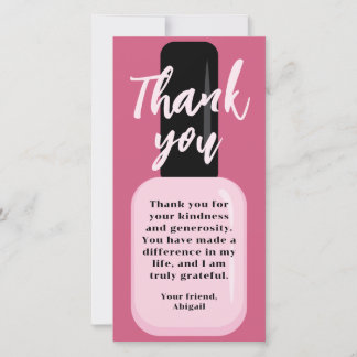 Chic Trendy Modern Pink Nail Polish Thank You Card