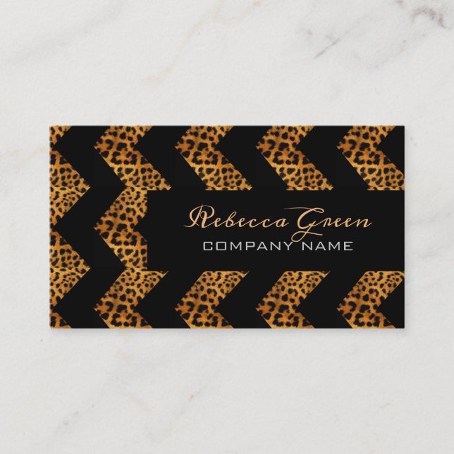 chic trendy pattern Safari fashion leopard print Business Card (Front)