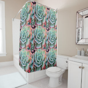 Mint Floral Shower Curtains Zazzle