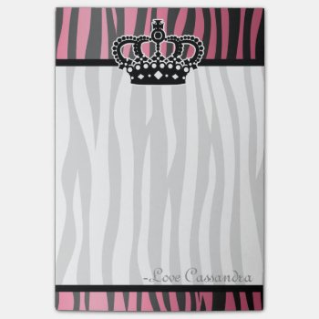 Chic Trendy Princess Pink And Black Zebra Pattern Post-it Notes by RoseRoom at Zazzle