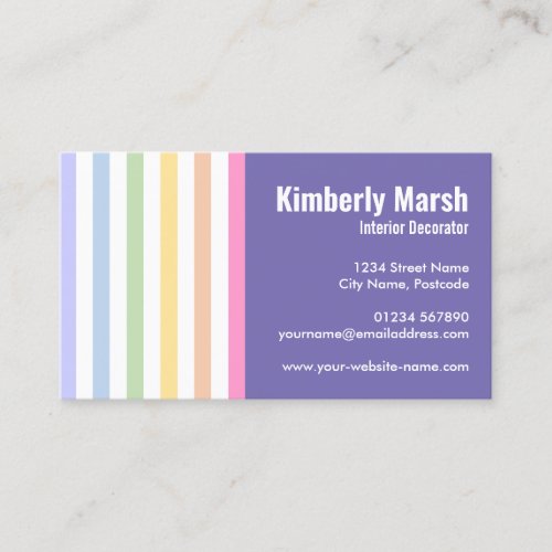 Chic Trendy Rainbow White Stripes Business Card