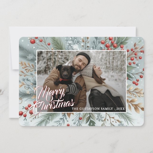 Chic Trendy Red Floral Berries Holiday Wreath (Front)