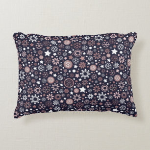 Chic trendy rose gold metallic snowflakes accent pillow