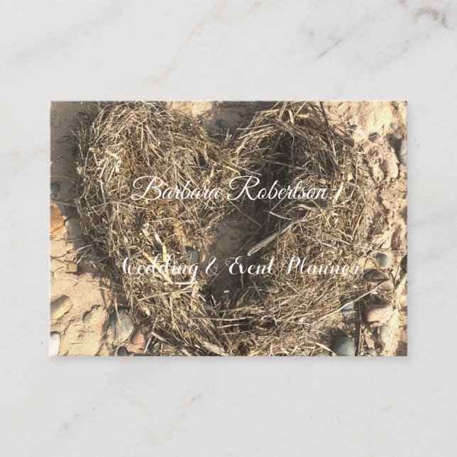 Chic trendy Rustic Coastal Beach Heart Wedding Business Card (Front)