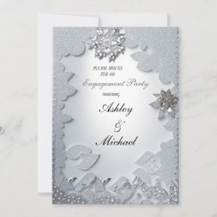 chic trendy silver engagement jewels diamonds  invitation